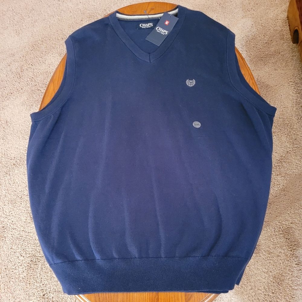 Chaps Men's navy 100% cotton vest, size XXL - NEW - Picture 3 of 6